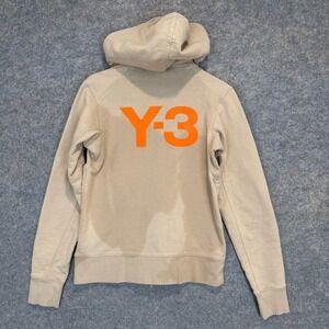 Y3 Logo Hoodie‎ Sweatshirt Adult Small French Terry Trace Khaki *stain